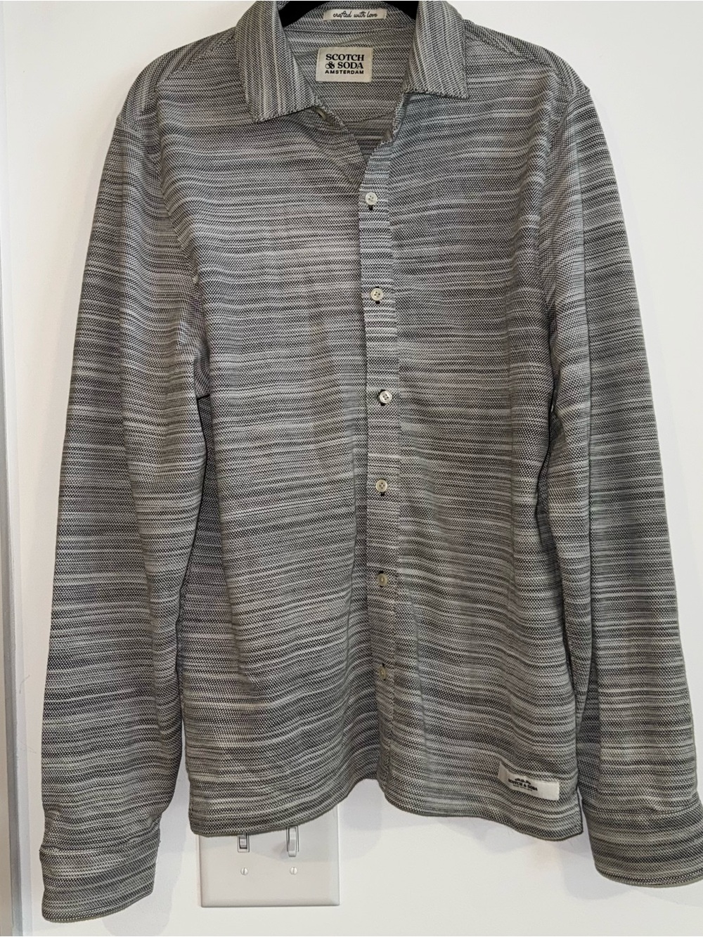 Scotch & Soda Gray Striped Lightweight Button-Up Shirt Jacket